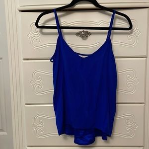 Blue silk flowy tank